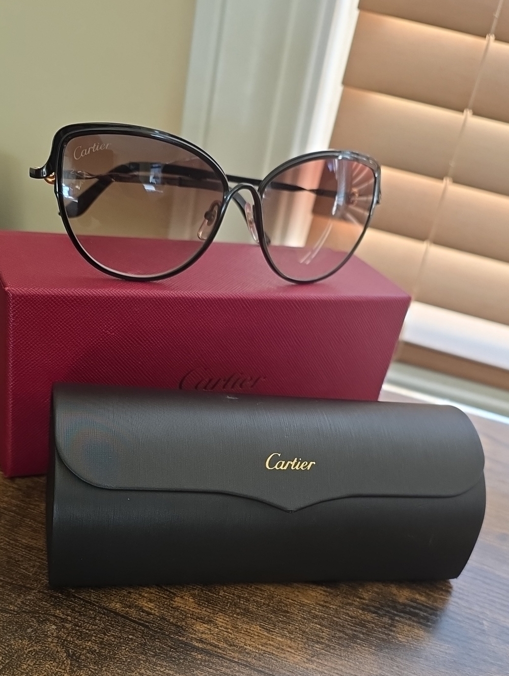 Cartier Brown Gradient Cat-Eye Sunglasses